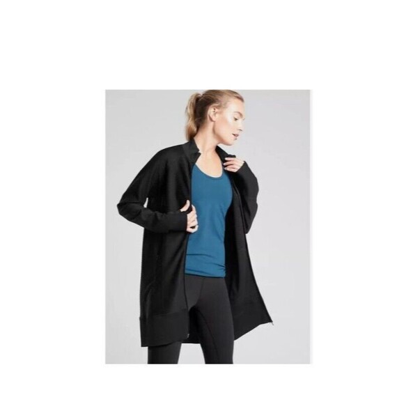 Athleta Jacket Womens Small Black Ribbed Rye Full Zip